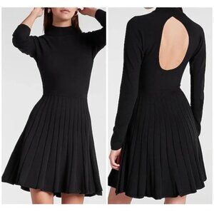 [🌟 PRICE FIRM] EXPRESS Black Pleated Open-Back Sweater Dress Extra Small XS